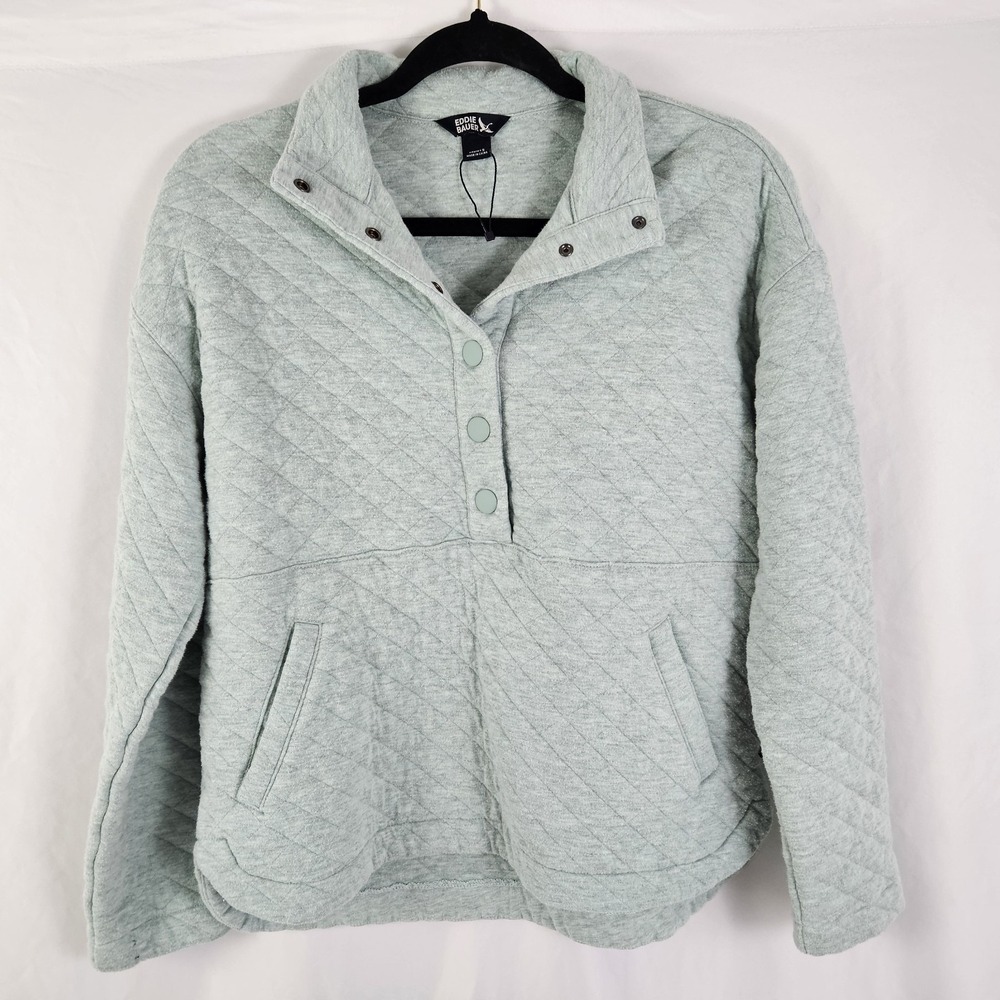 Eddie Bauer Women Quilted Snap Placket Pullover Small Cozy Gorpcore Casual